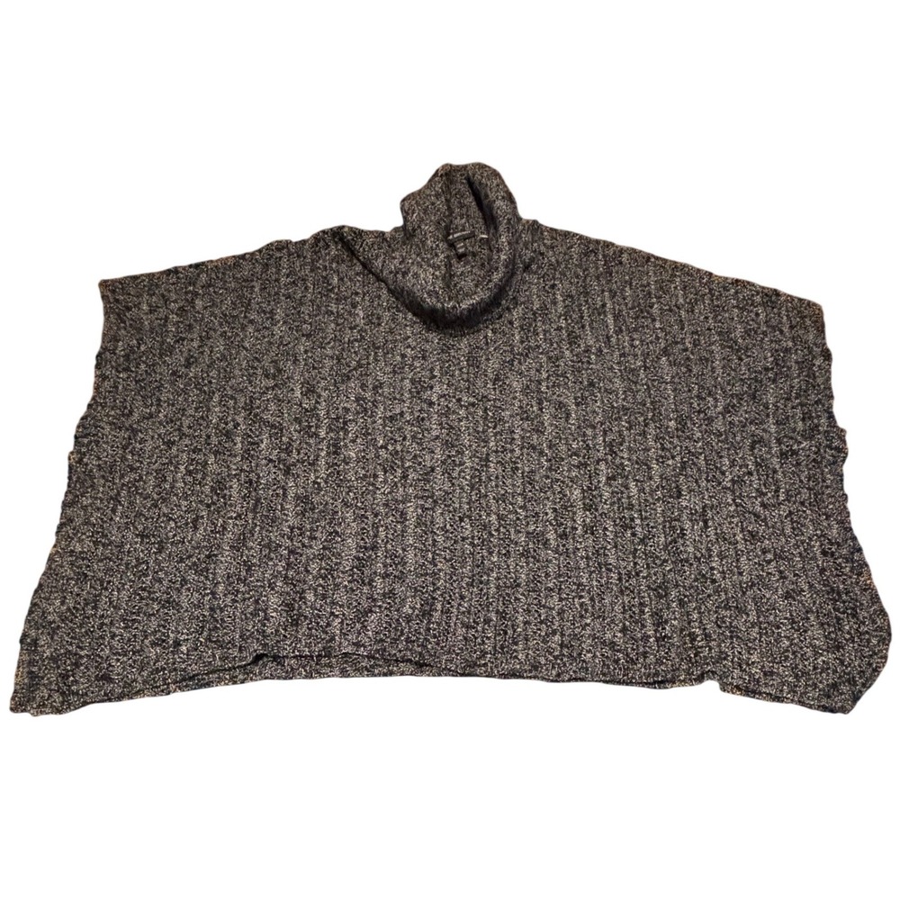 Lane Bryant‎ Womens Plus 22/28 Black White Marled Turtleneck Poncho Sweater